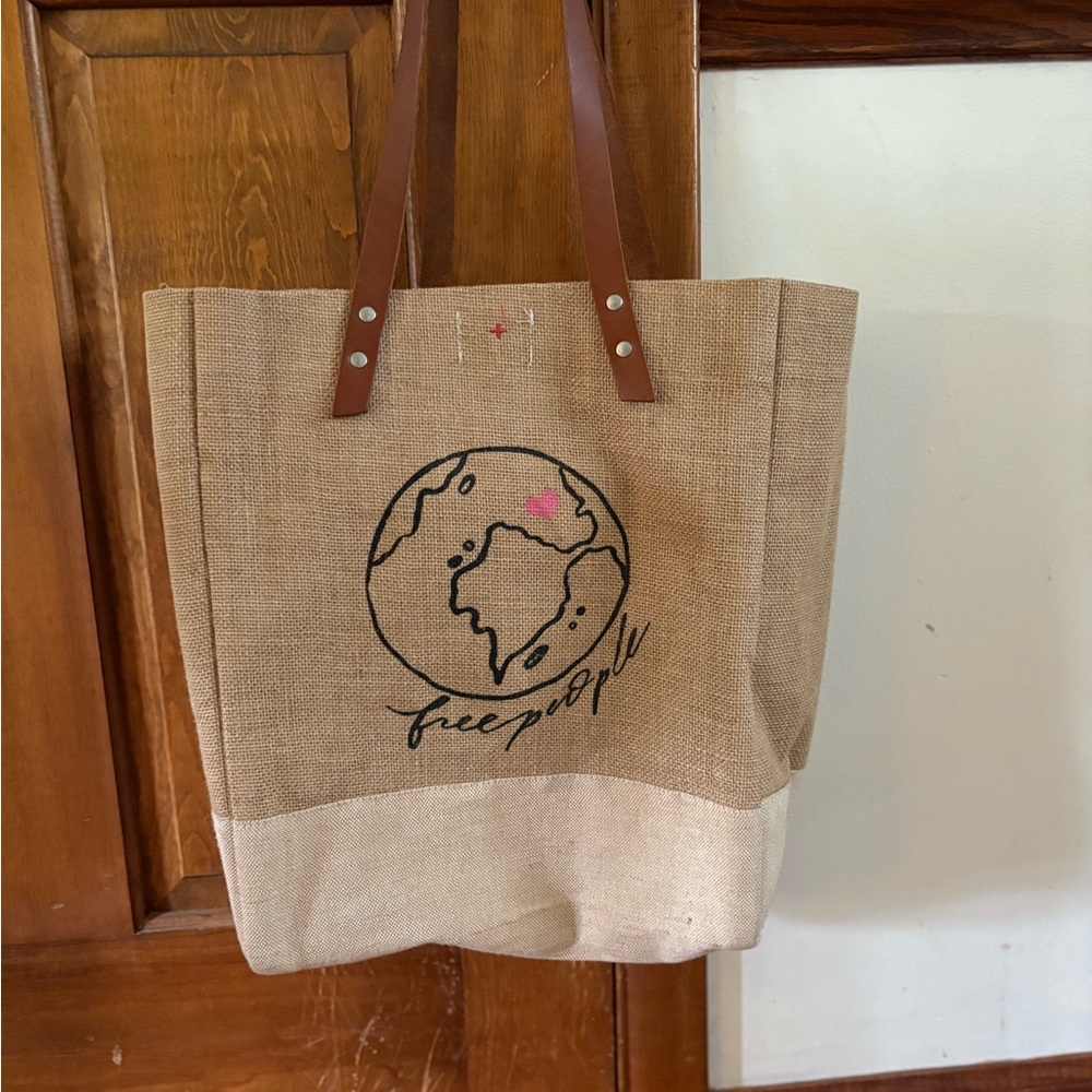 Free People Tan Tote Bag with Brown Straps